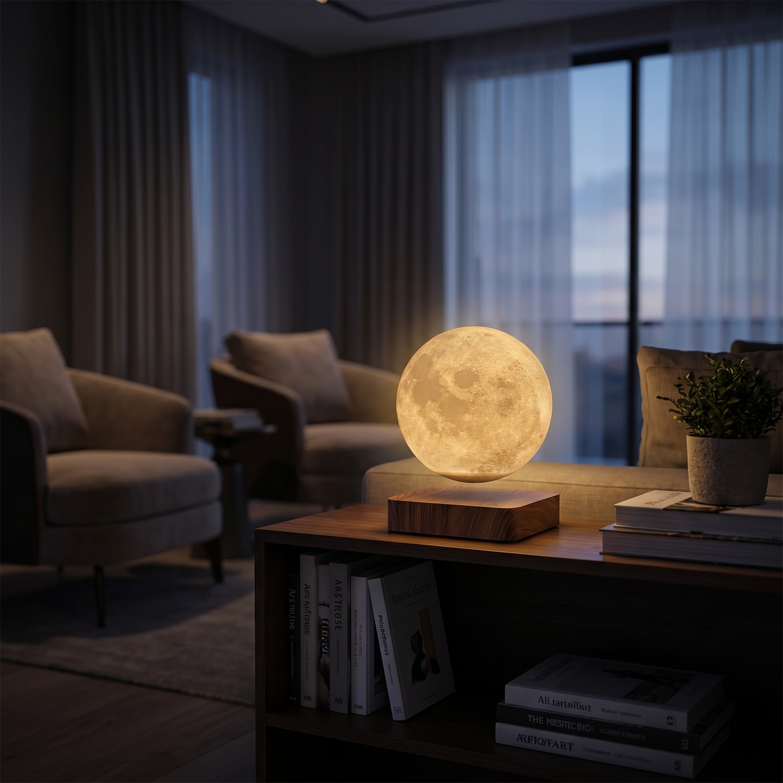 Lunaria Lampe Lune Lévitation Magnétique 3D - lampe lune 3D - cratères lunaires - décoration intérieur LED