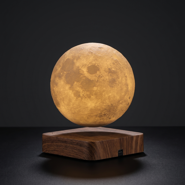 Lunaria Lampe Lune Lévitation Magnétique 3D - lampe lune 3D en situation dans une chambre - ambiance lunaire