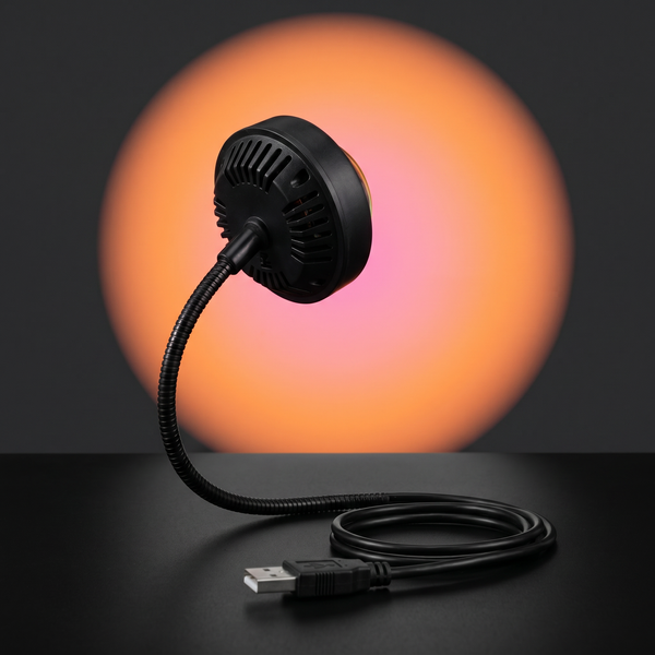 Lunaria Lampe Sunset Mood Light Bedroom - lampe coucher soleil en situation dans une chambre - ambiance coucher de soleil