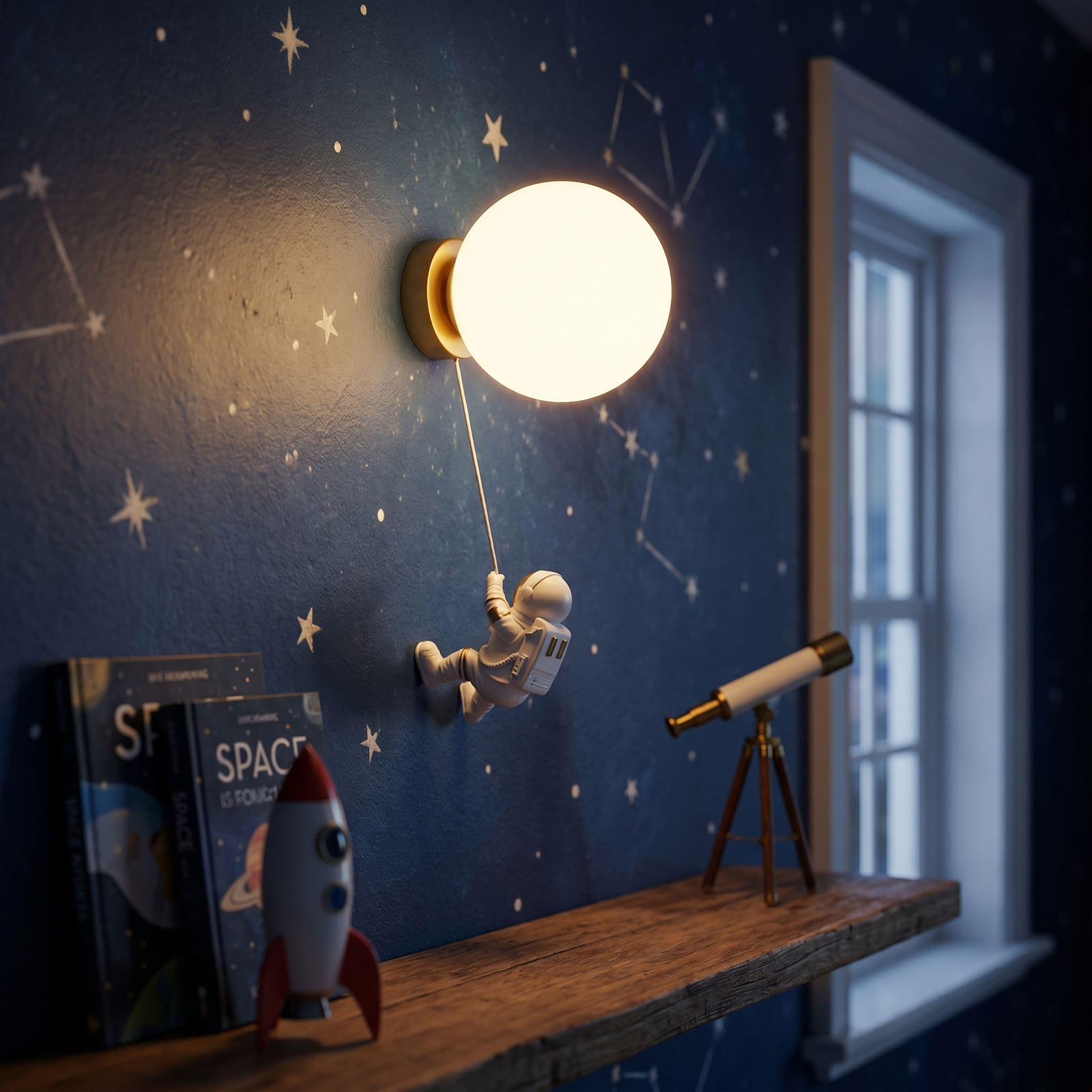 Lampe Lune Murale Astronaute Chambre Enfant – photo 2