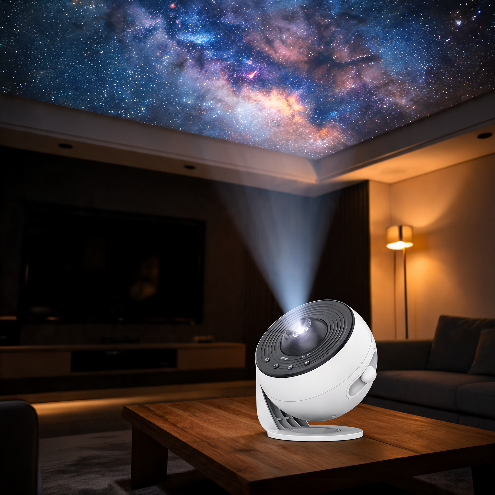 Lunaria Projecteur Galaxie Pro Starry Sky 360° Pro - projecteur galaxie en situation dans une chambre - ambiance cosmique