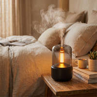 Lunaria Diffuseur Aroma Bougie LED Portable - bougie LED en situation dans une chambre - ambiance flamme vacillante