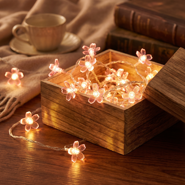 Lunaria Guirlande Cerisier LED Cadeau - guirlande lumineuse LED en situation dans une chambre - ambiance féerique